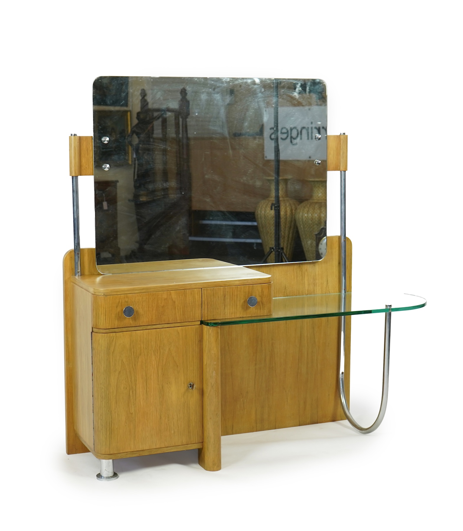 A Belgian Art Deco modernist walnut dressing table, by De Coene